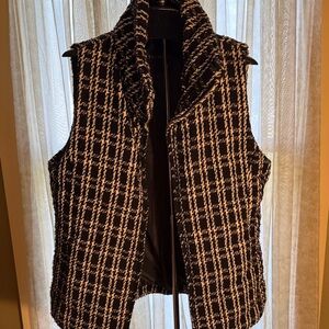 Talbots Black and White Tweed Sleeveless Vest